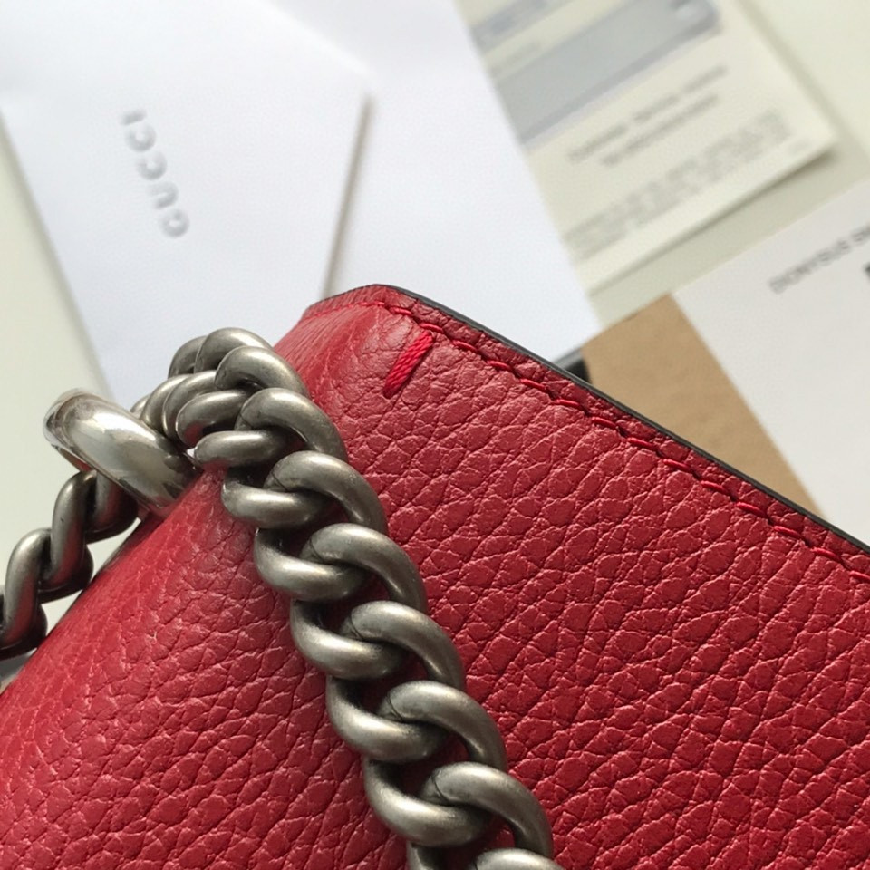 G*u*i DIONYSUS LEATHER SMALL RECTANGULAR BAG RED 28x17x9cm