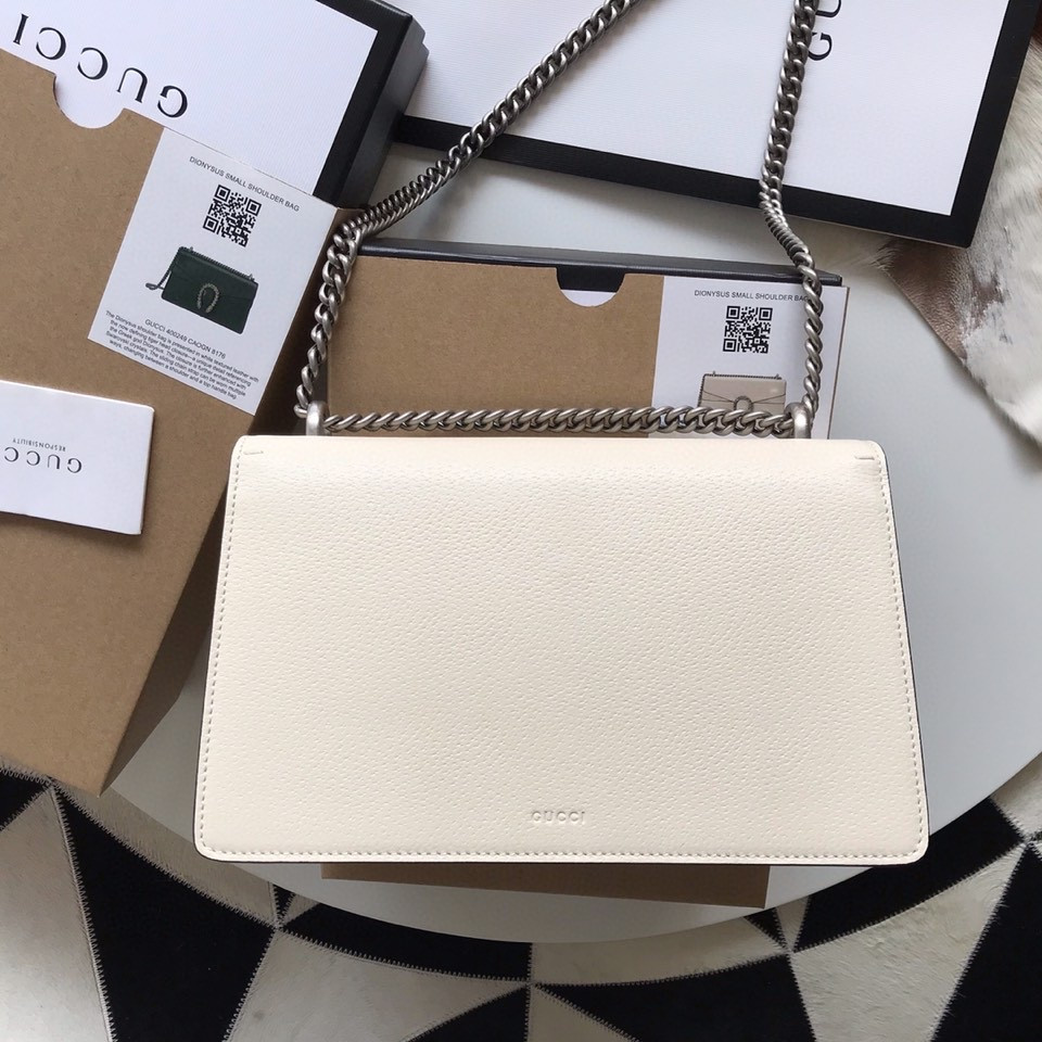 G*u*i DIONYSUS LEATHER SMALL RECTANGULAR BAG WHITE 28x17x9cm