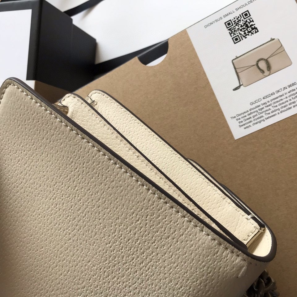 G*u*i DIONYSUS LEATHER SMALL RECTANGULAR BAG WHITE 28x17x9cm