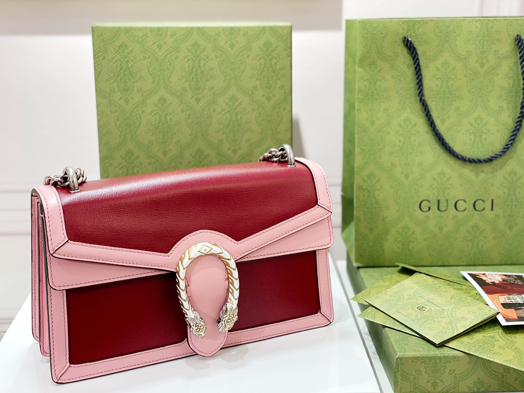 G*u*i DIONYSUS SMALL SHOULDER BAG PINK RED 11"Wx7"Hx3.5"D