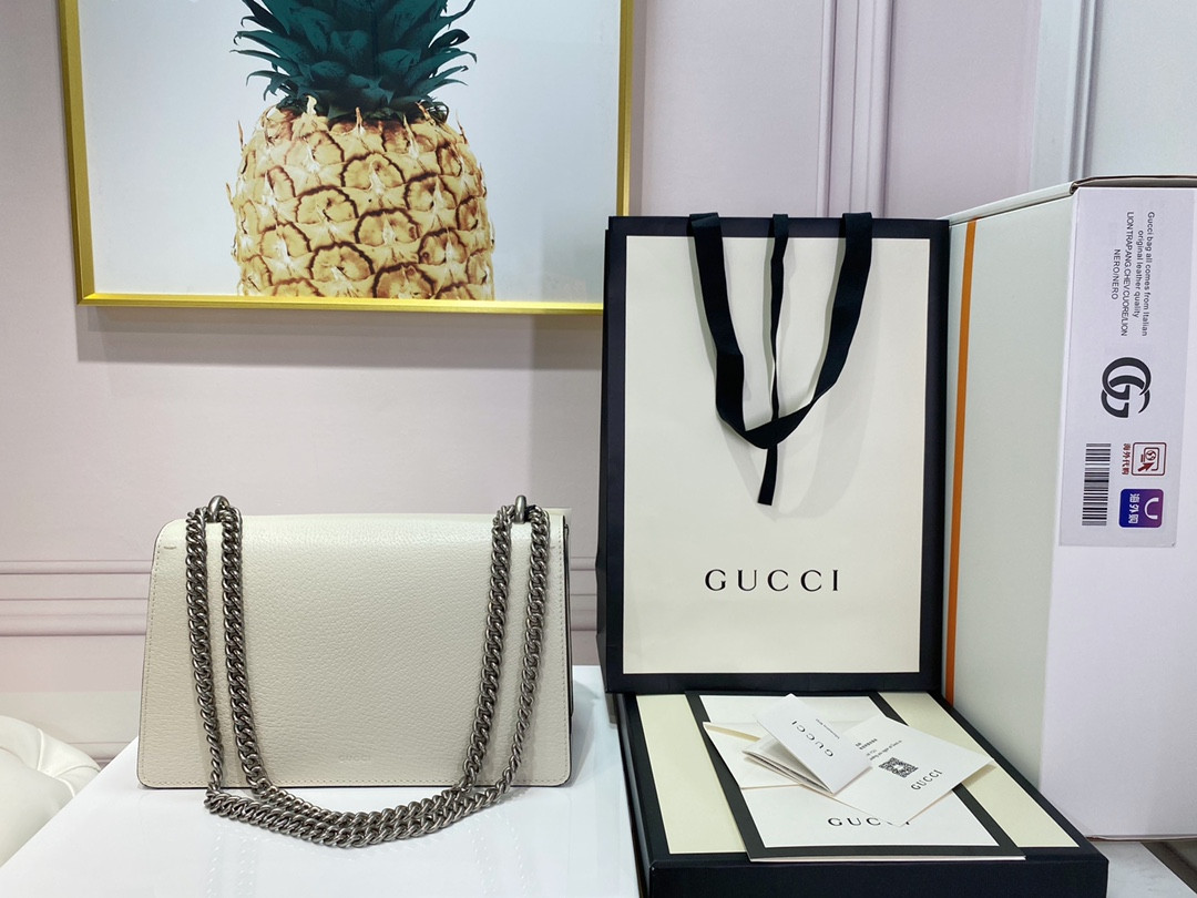 G*u*i DIONYSUS SMALL LEATHER SHOULDER BAG WHITE 11"Wx7"Hx3.5"D