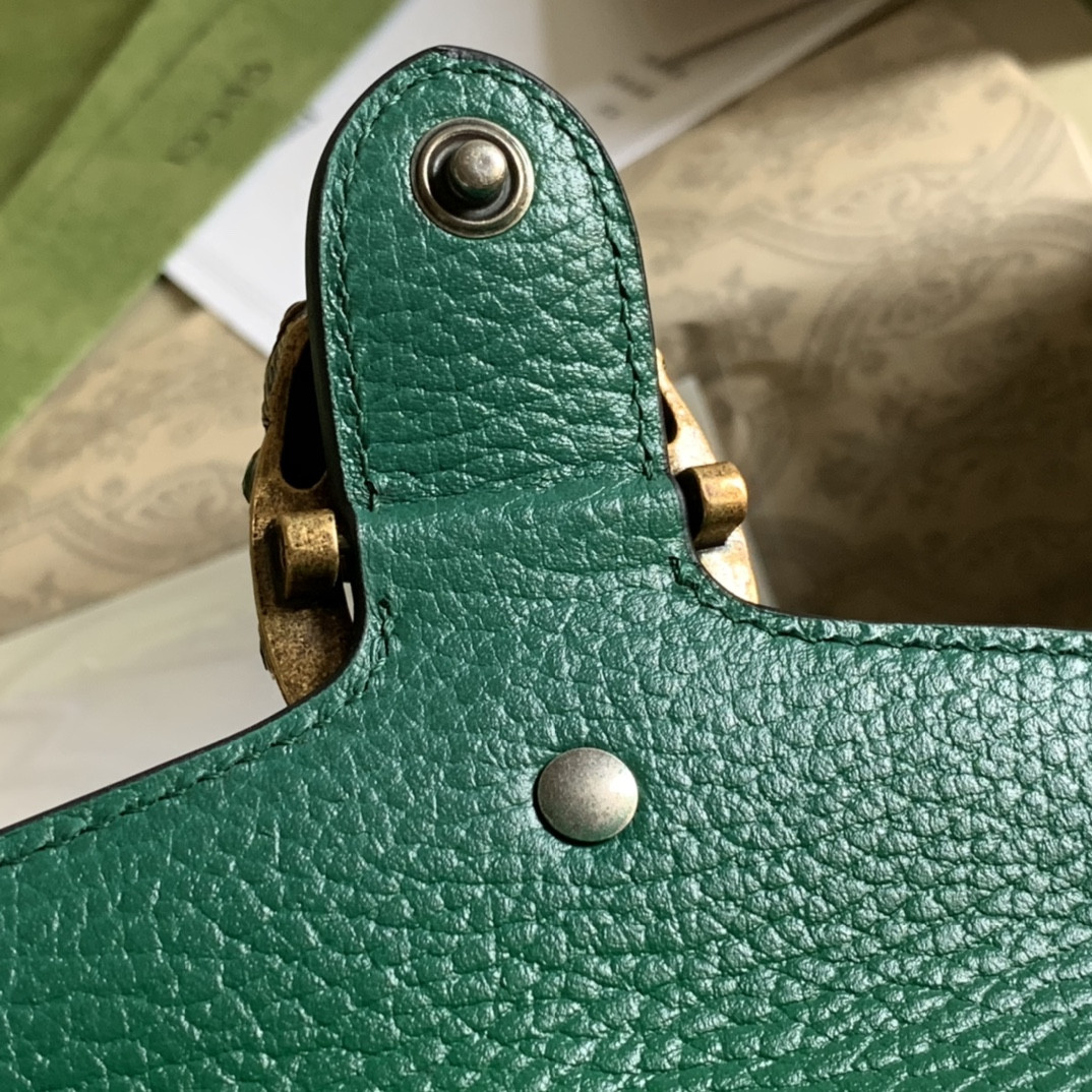 G*u*i DIONYSUS LEATHER S*pER MINI BAG GREEN 6.5"Wx3.9"Hx1.6"D