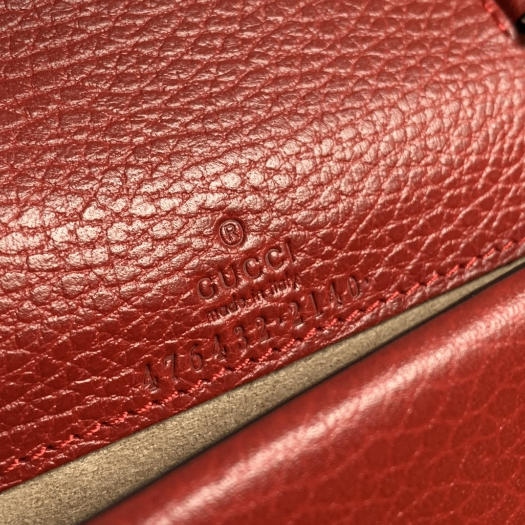 G*u*i DIONYSUS LEATHER S*pER MINI BAG RED 6.5"Wx3.9"Hx1.6"D