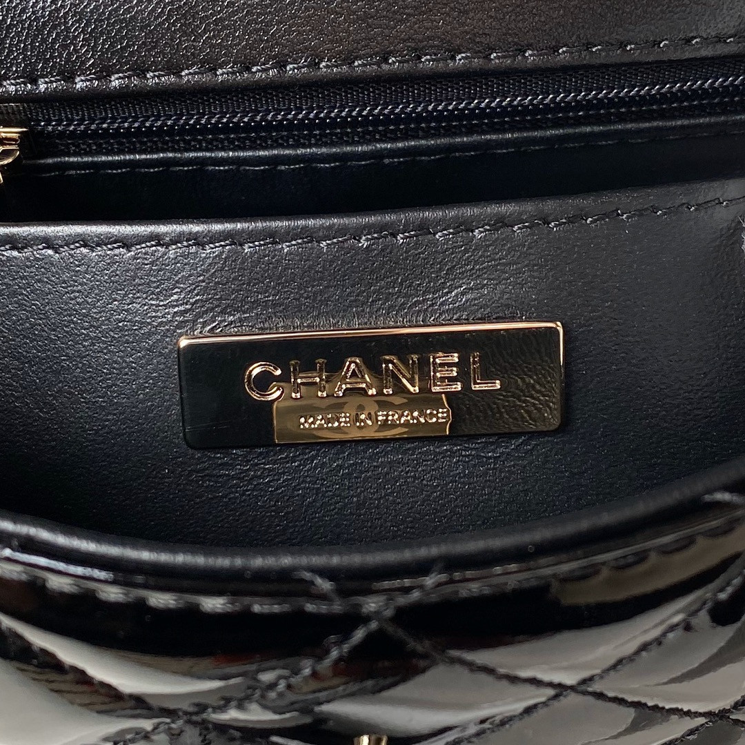 Ch*el MINI FLAP BAG & STAR COIN PURSE BLACK 5.9 × 7.8 × 2.5 in