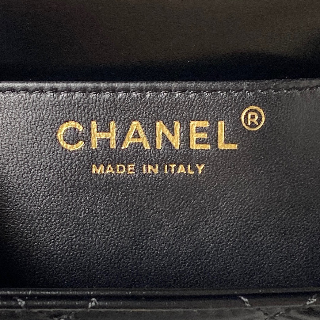 Ch*el MINI FLAP BAG BLACK 12×19×8cm