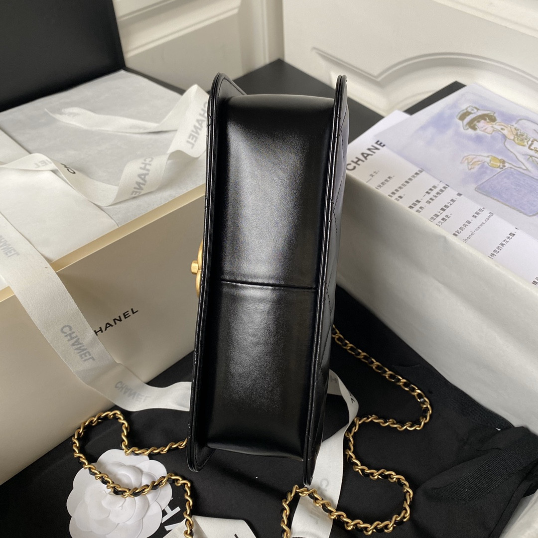 Ch*el FLAP BAG BLACK 22×14.5×8cm