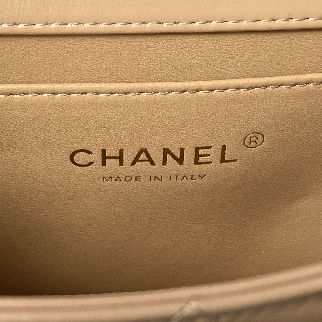 Ch*el FLAP BAG Apricot 22×14.5×8cm