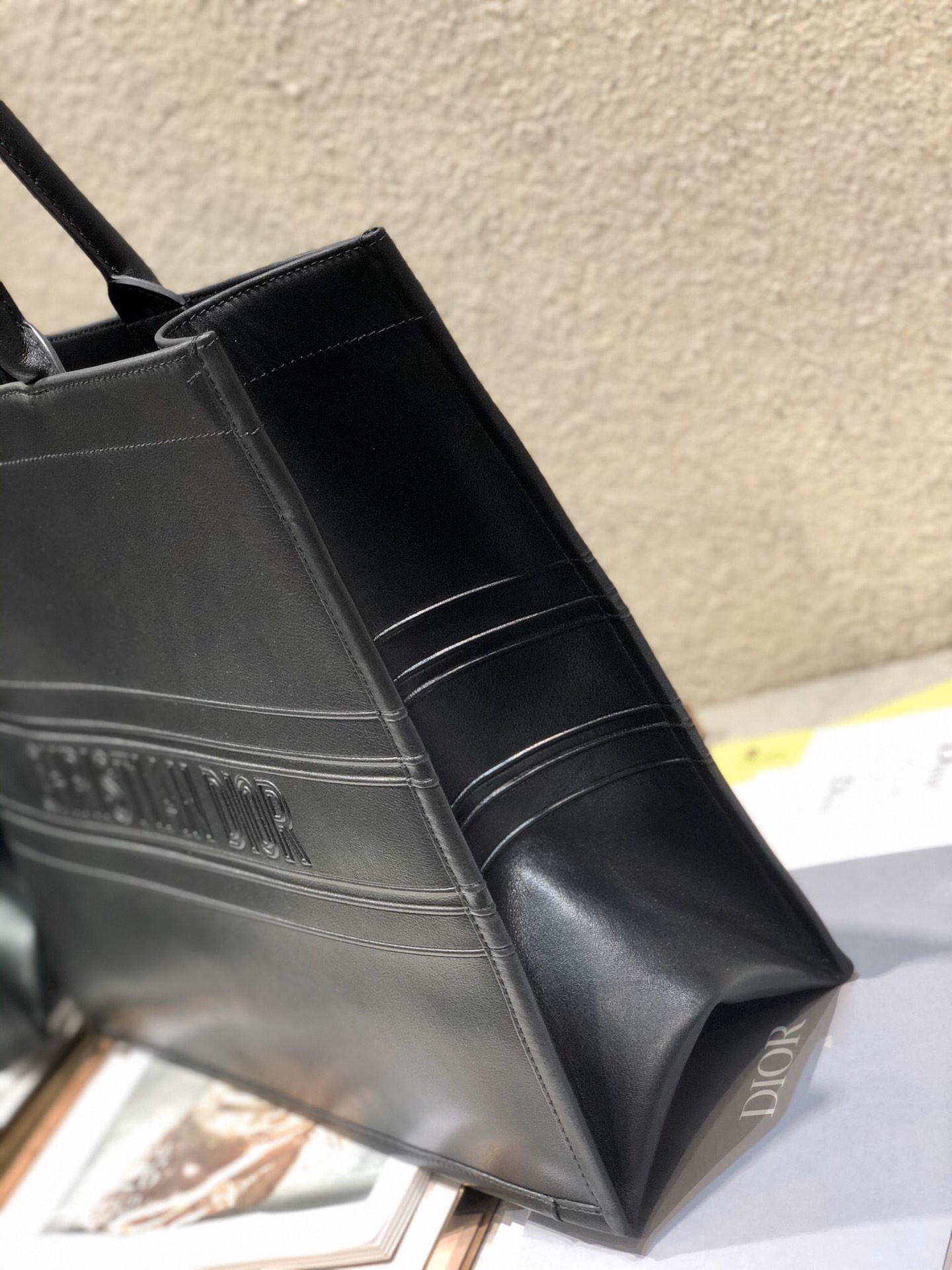Large D*0r Book Tote Black D*0r Oblique Embossed Calfskin 16.5 x 14 x 7.5 inches