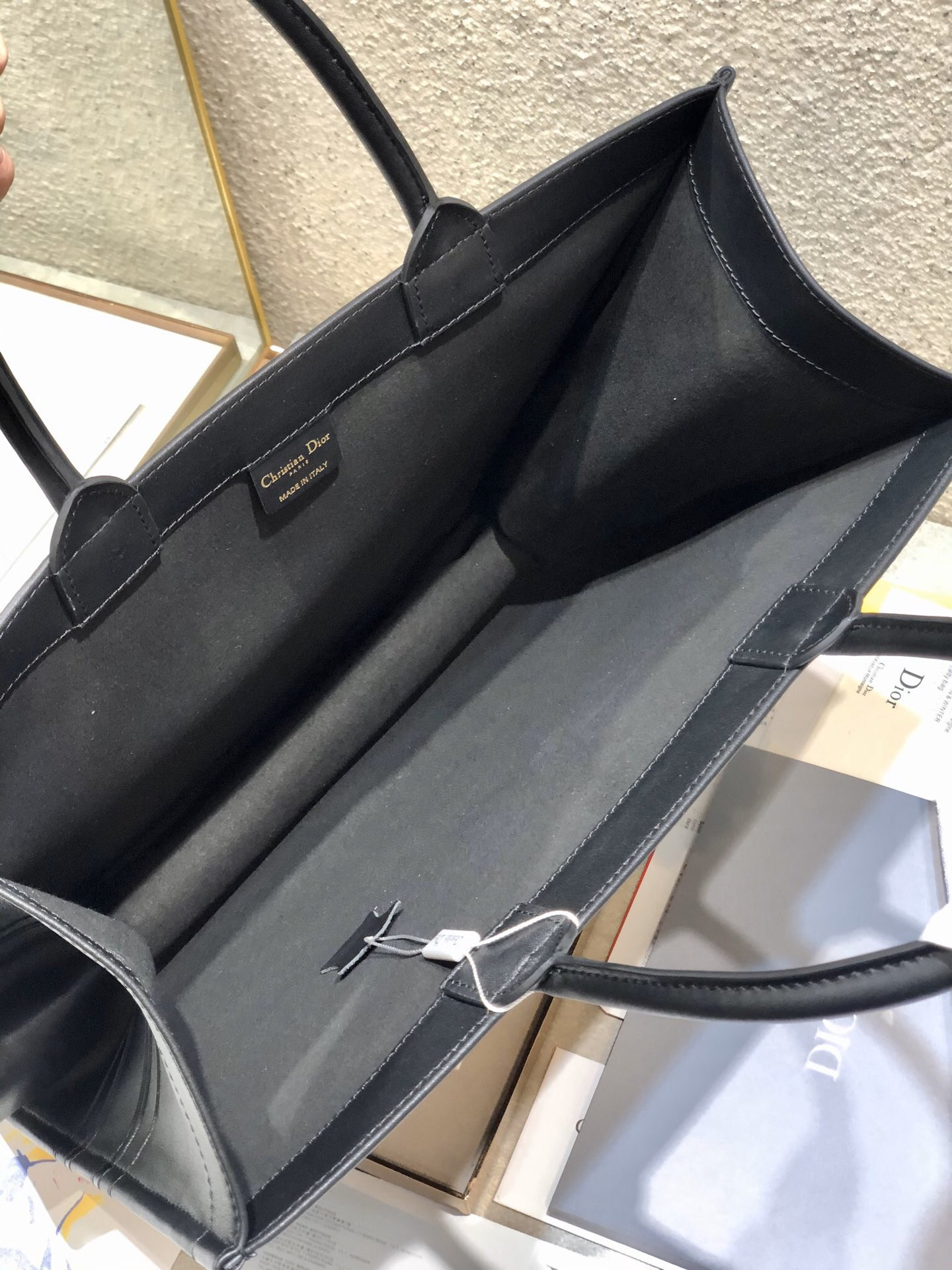 Large D*0r Book Tote Black D*0r Oblique Embossed Calfskin 16.5 x 14 x 7.5 inches