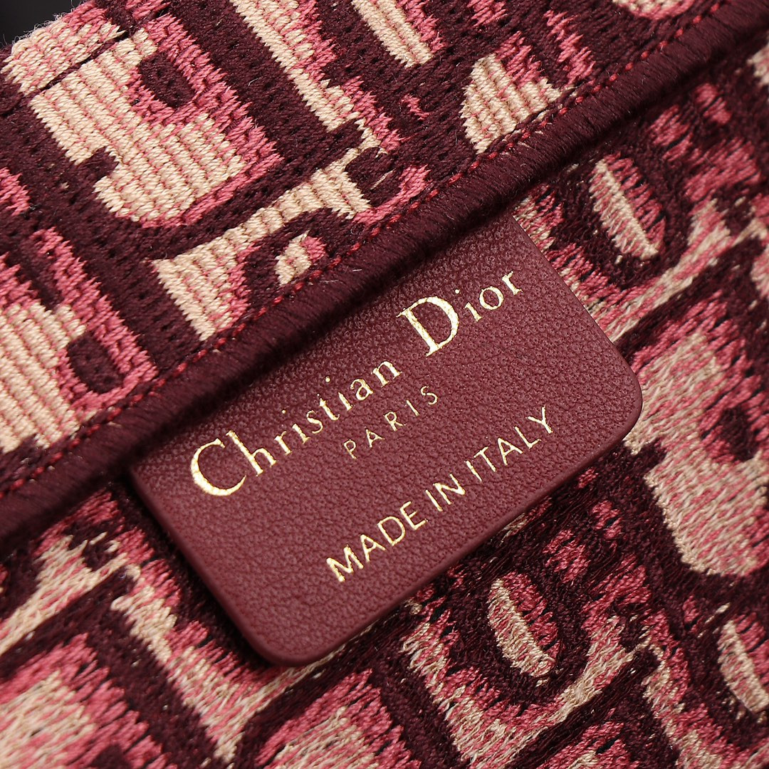Medium D*0r Book Tote Oblique Burgundy 14 x 11 x 6.5 inches