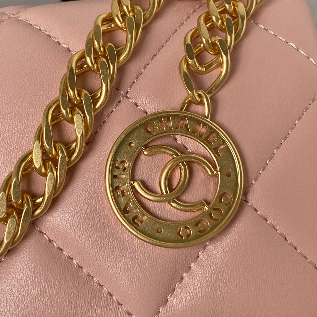 Ch*el MINI FLAP BAG PINK 4.7 × 7.8 × 2.3 in