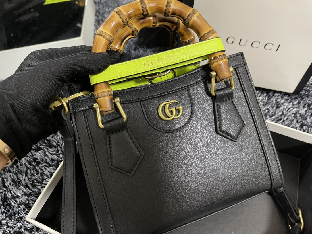 G*u*i DIANA MINI TOTE BAG Black 20W x 16H x 10D CM