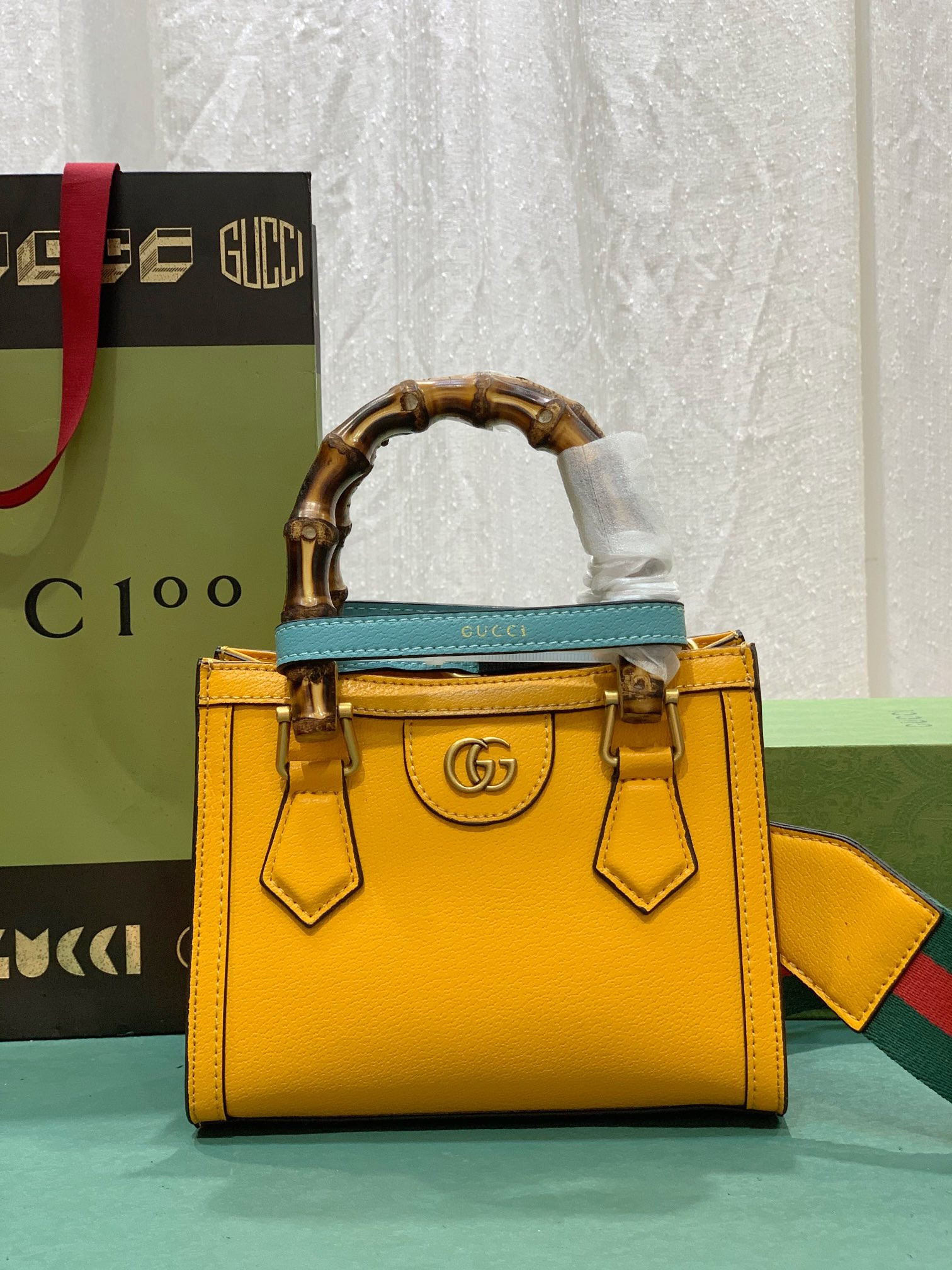 G*u*i DIANA MINI TOTE BAG Orange 20W x 16H x 10D CM