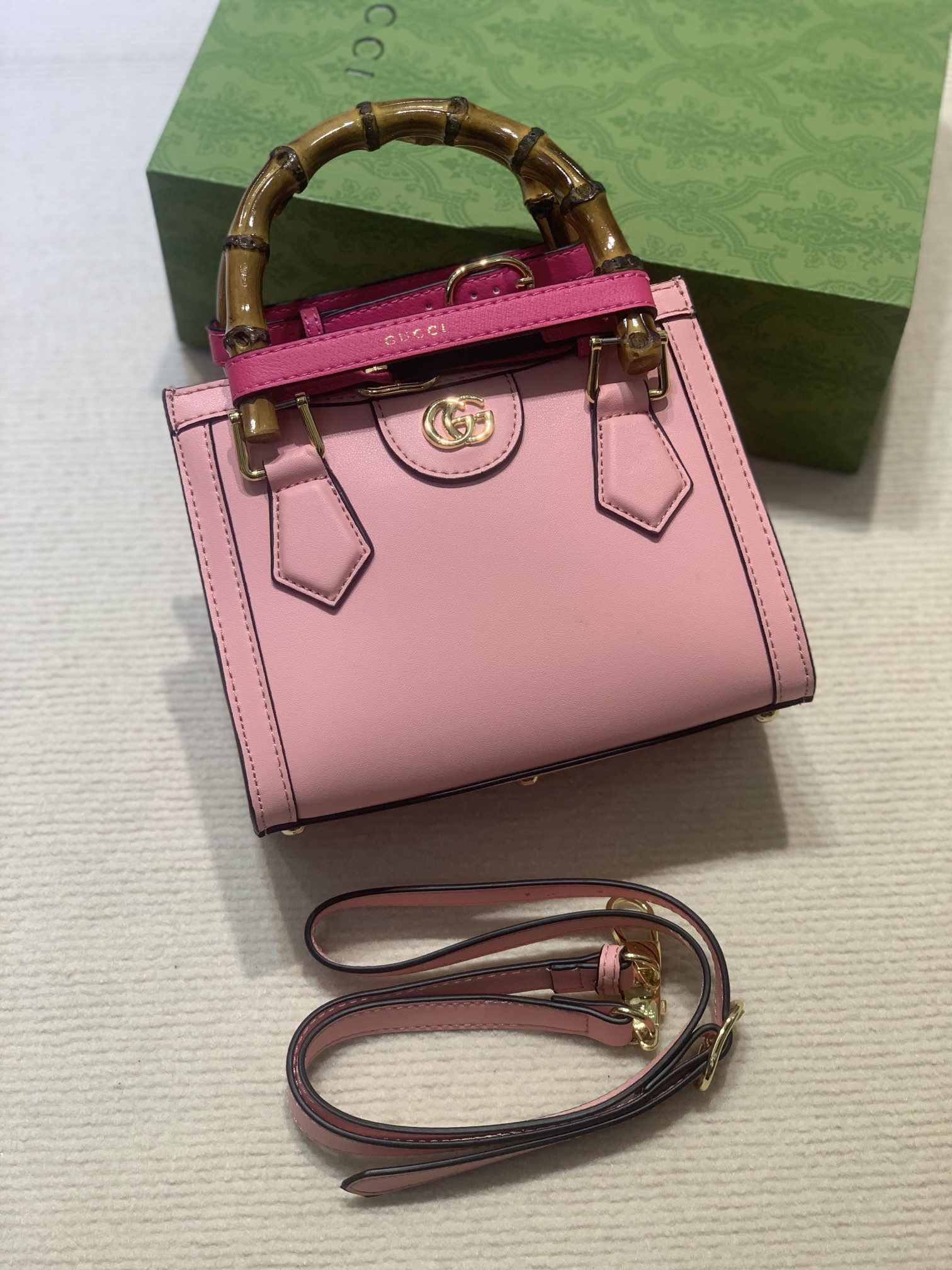 G*u*i DIANA MINI TOTE BAG Pink 20W x 16H x 10D CM