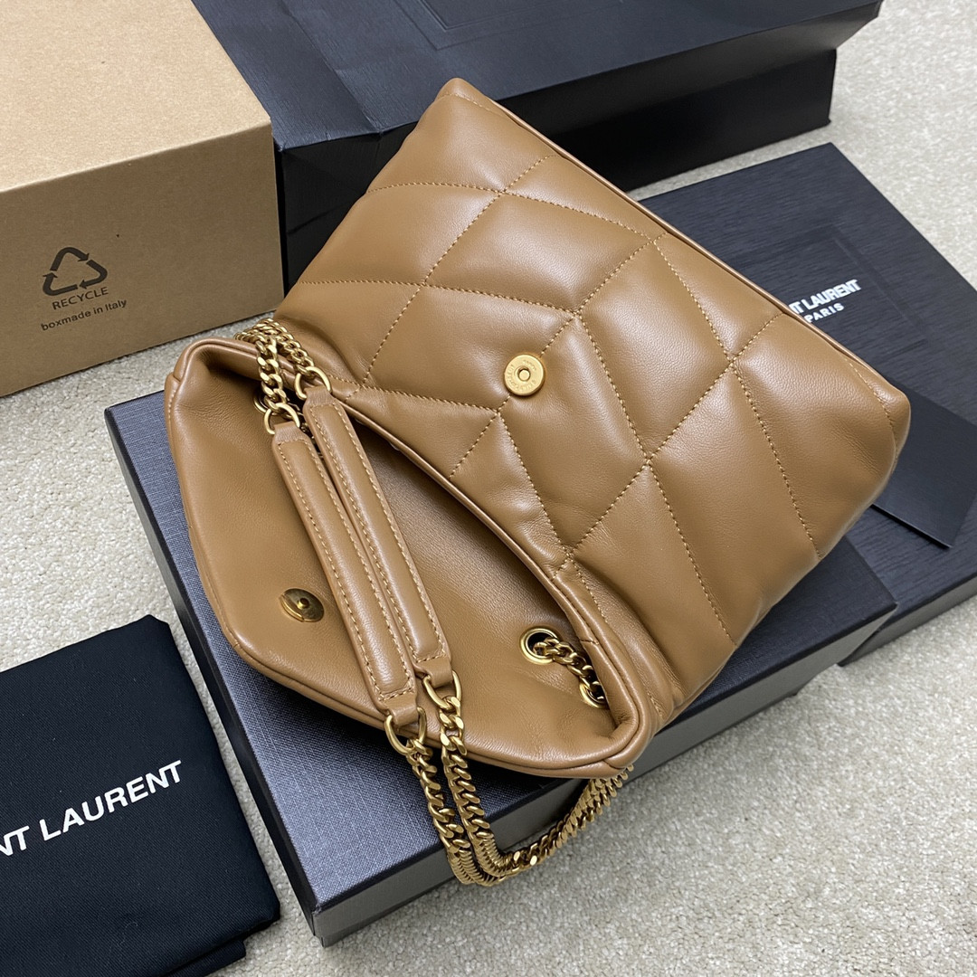 Y*L PUFFER IN LEATHER BROWN 23 X 15.5 X 5.8 CM