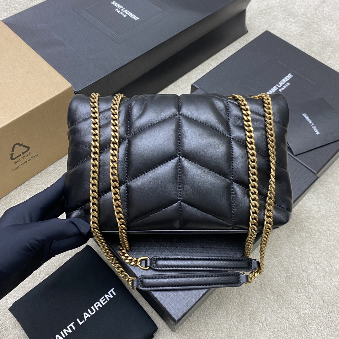 Y*L PUFFER IN LEATHER BLACK 23 X 15.5 X 5.8 CM
