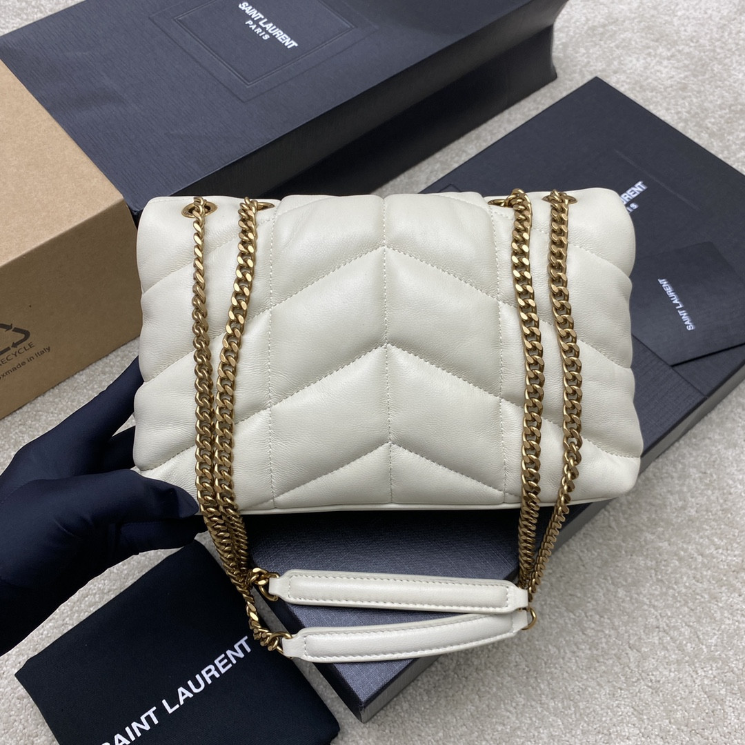 Y*L PUFFER IN LEATHER WHITE 23 X 15.5 X 5.8 CM