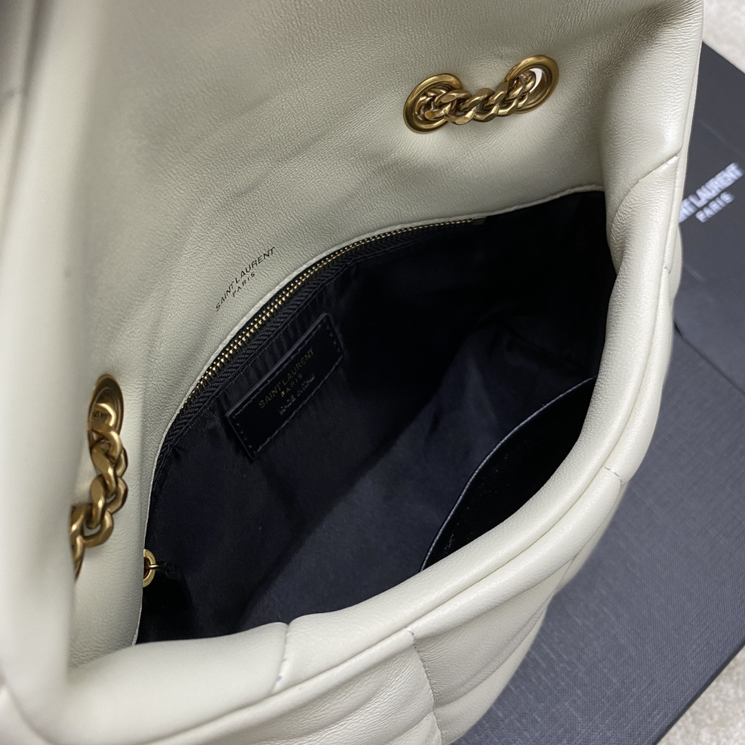 Y*L PUFFER IN LEATHER WHITE 23 X 15.5 X 5.8 CM