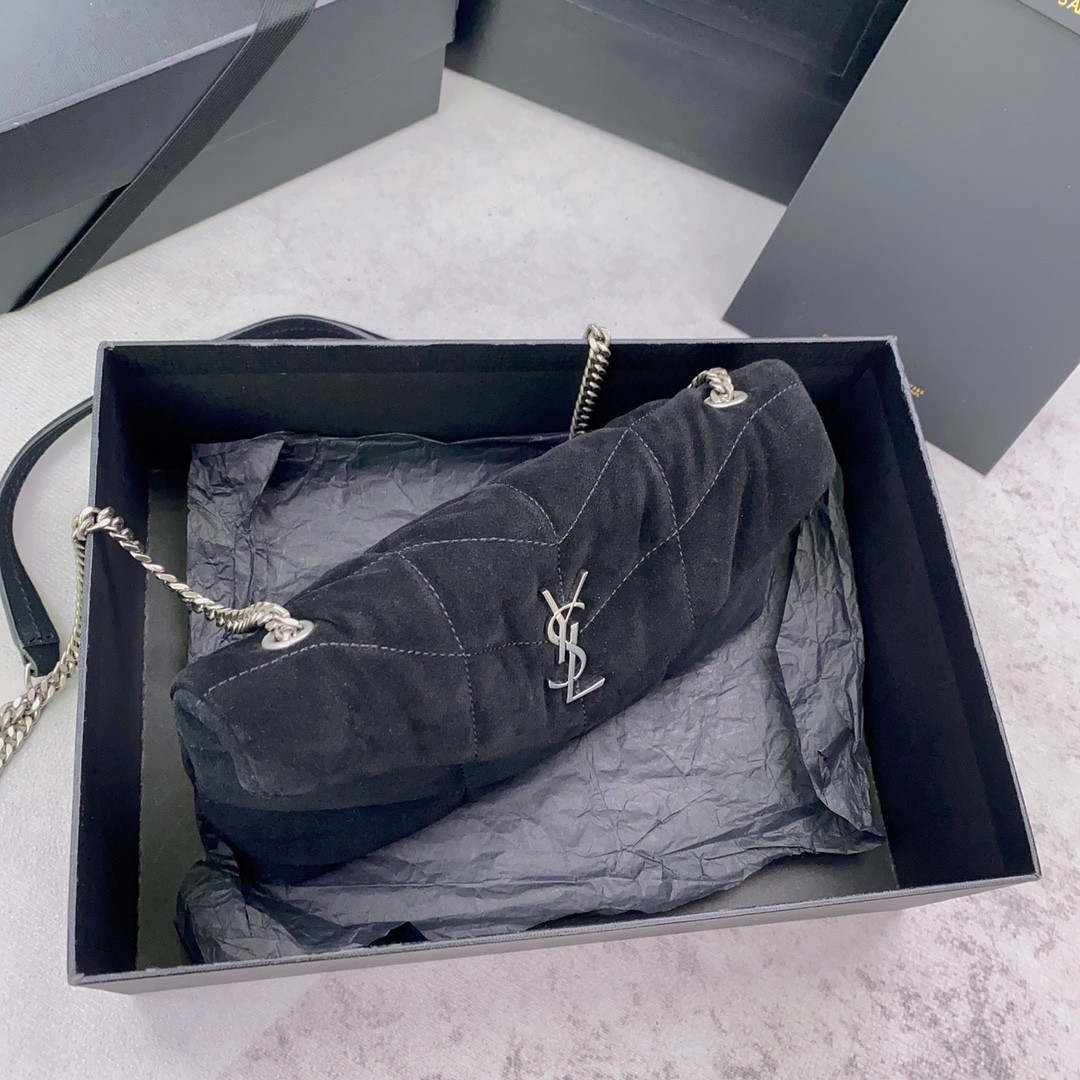 Y*L PUFFER IN SUEDE BLACK 23 X 15.5 X 5.8 CM