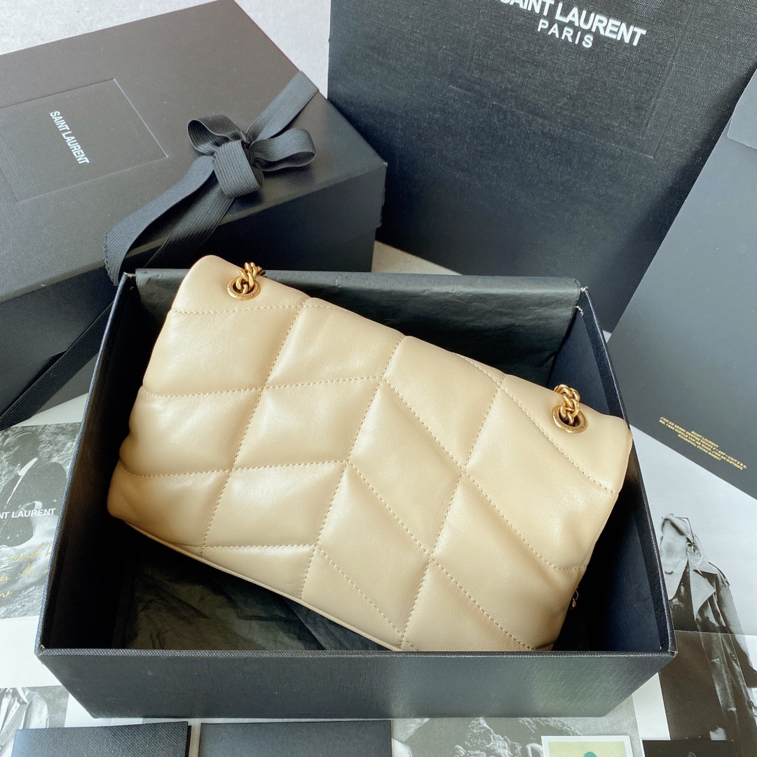 Y*L PUFFER IN LEATHER BEIGE 23 X 15.5 X 5.8 CM
