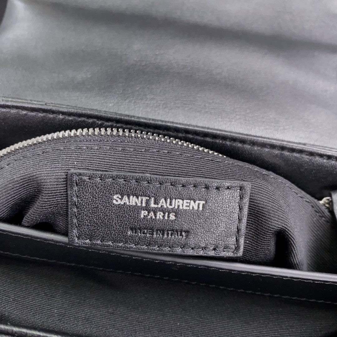 Y*L TOY LOULOU IN QUILTED LEATHER BLACK SILVER 7.9 X 5.5 X 3 INCHES