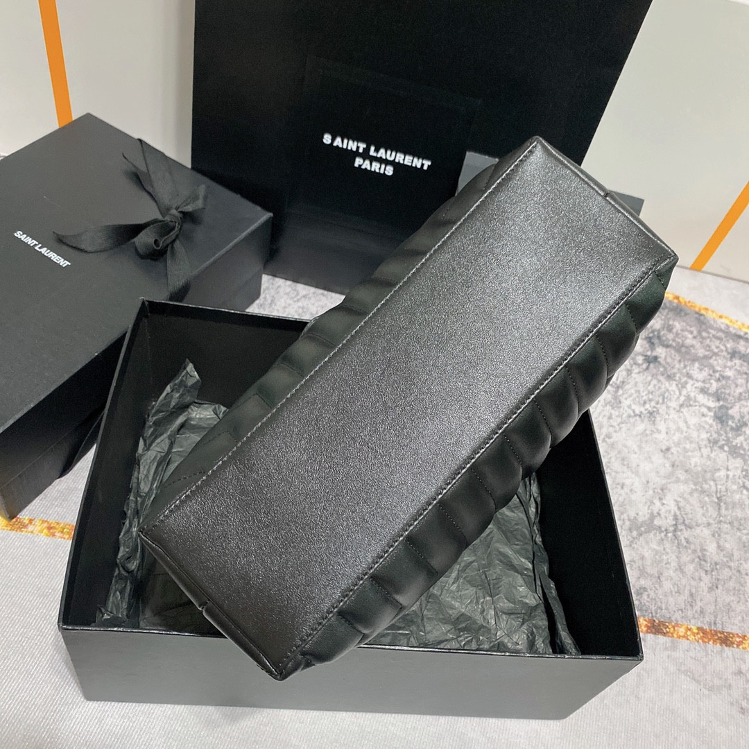 Y*L LOULOU MEDIUM IN QUILTED LEATHER ALL BLACK 12.5 X 8.6 X 3.5 INCHES