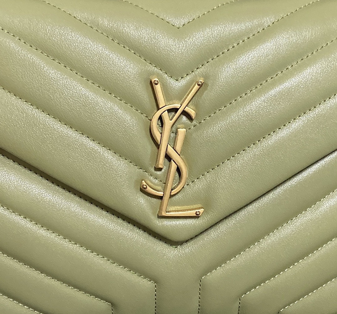 Y*L LOULOU MEDIUM IN QUILTED LEATHER GREEN 12.5 X 8.6 X 3.5 INCHES