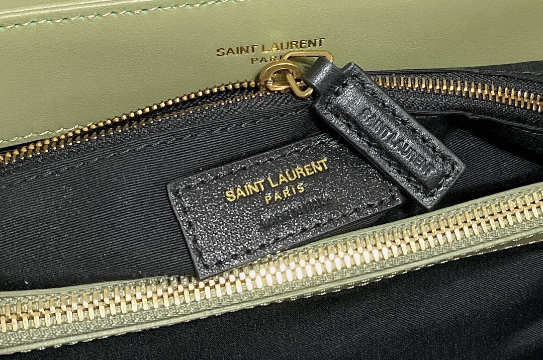 Y*L LOULOU MEDIUM IN QUILTED LEATHER GREEN 12.5 X 8.6 X 3.5 INCHES