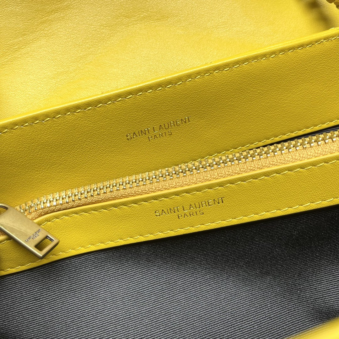 Y*L LOULOU MEDIUM IN QUILTED LEATHER YELLOW 12.5 X 8.6 X 3.5 INCHES
