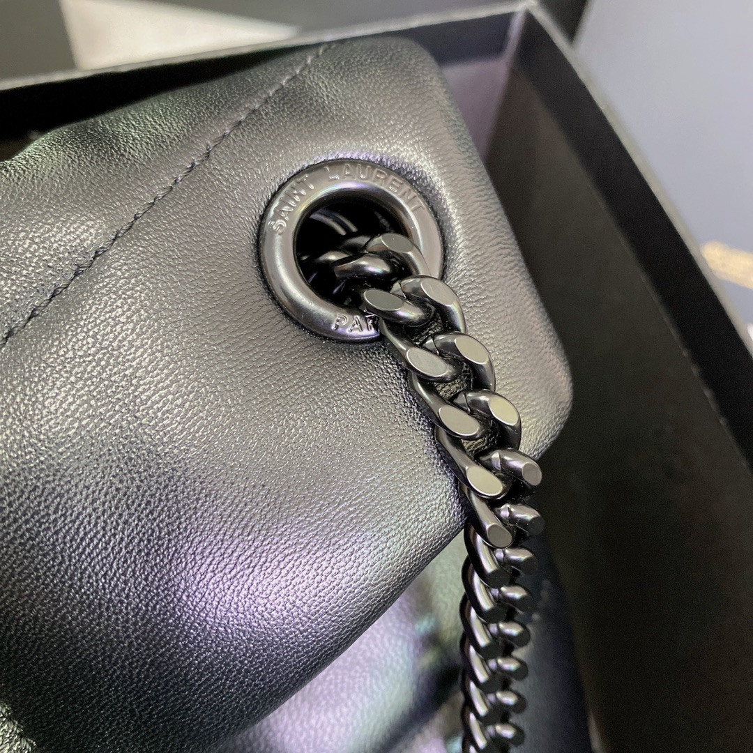 Y*L PUFFER SMALL IN NAPPA LEATHER ALL BLACK 11.4 X 6.6 X 4.3 INCHES