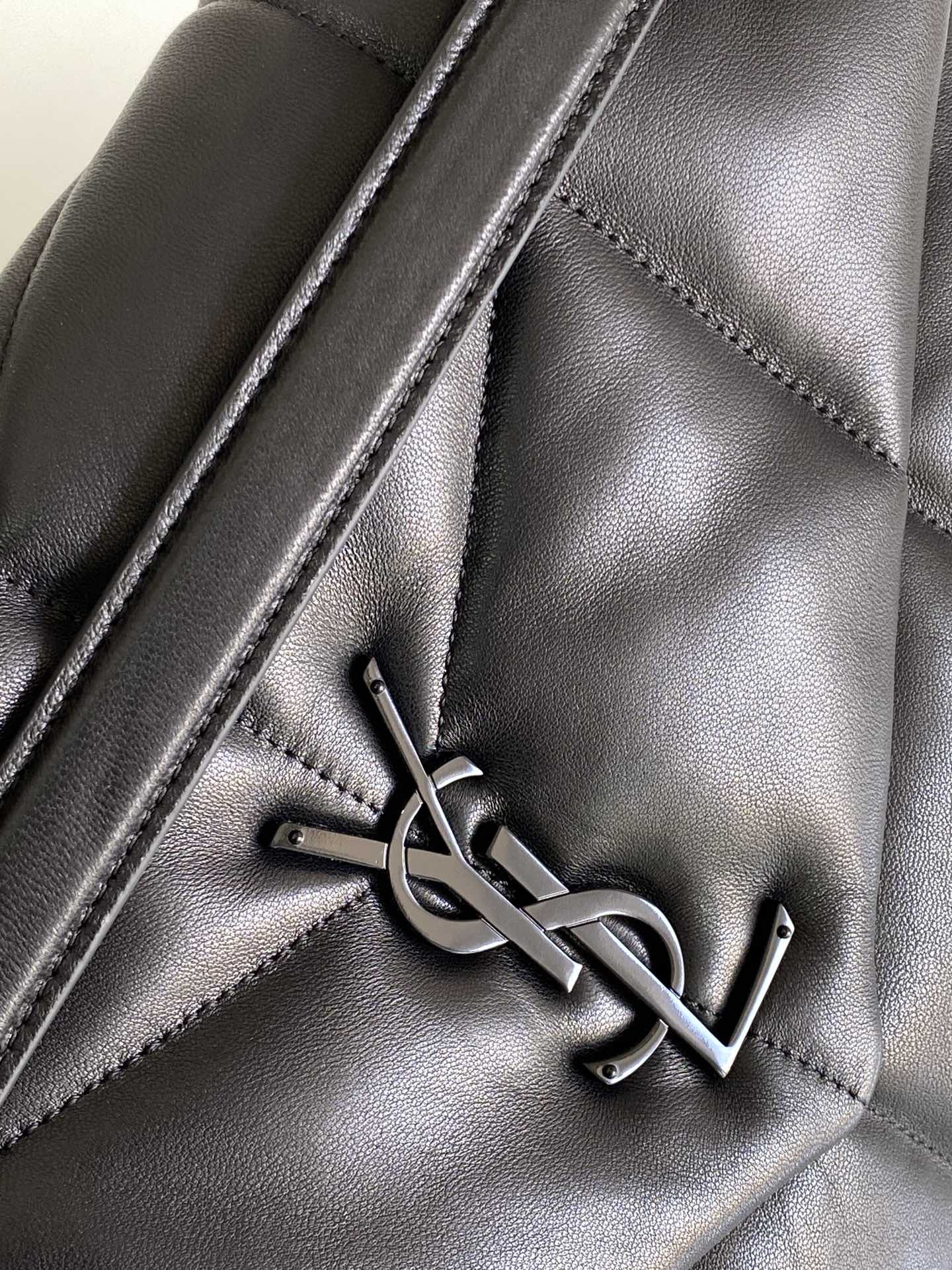 Y*L PUFFER MEDIUM IN NAPPA LEATHER ALL BLACK 13.7 X 9 X 5.3 INCHES