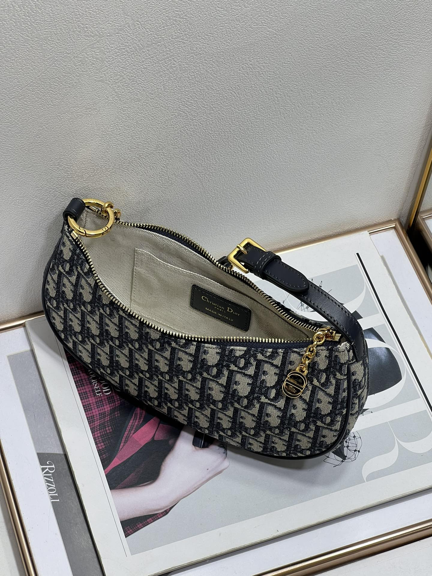 D*0r CD Lounge bag blue D*0r oblique jacquard 26 x 15x 5.5 cm