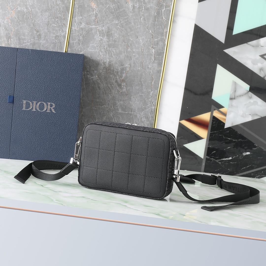 D*0r Safari Bag with Strap Black D*0r Oblique Jacquard 8.5 x 6 x 2.5 inches