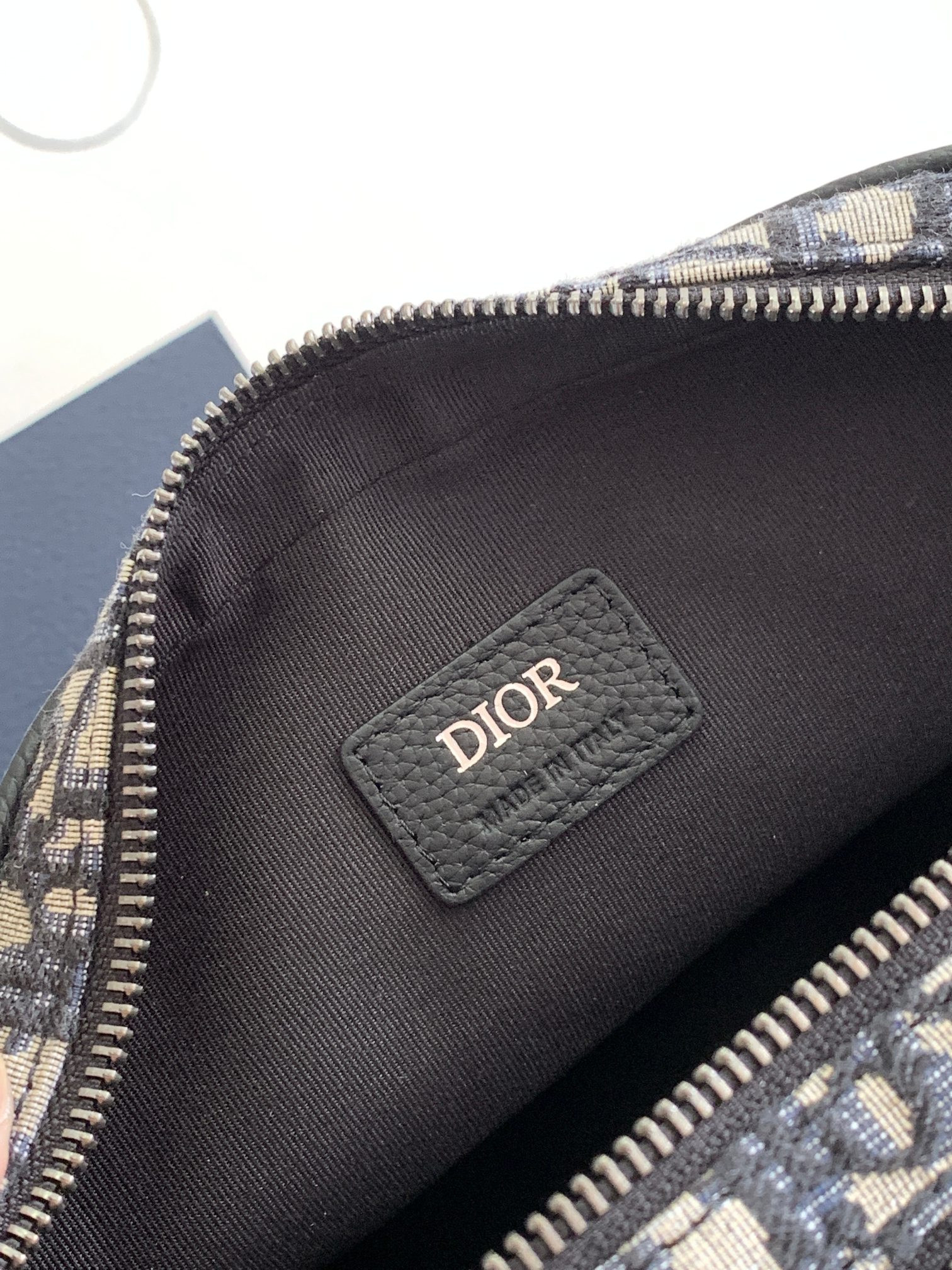 D*0r Maxi Safari Bag with Strap Beige and Black D*0r Oblique Jacquard
