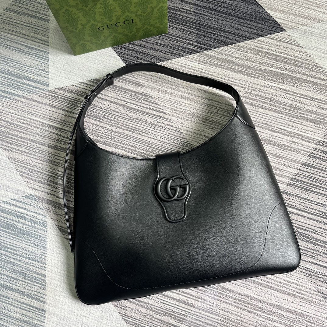 G*u*i APHRODITE LARGE SHOULDER BAG BLACK 18"W x 11.8"H x 0.8"D