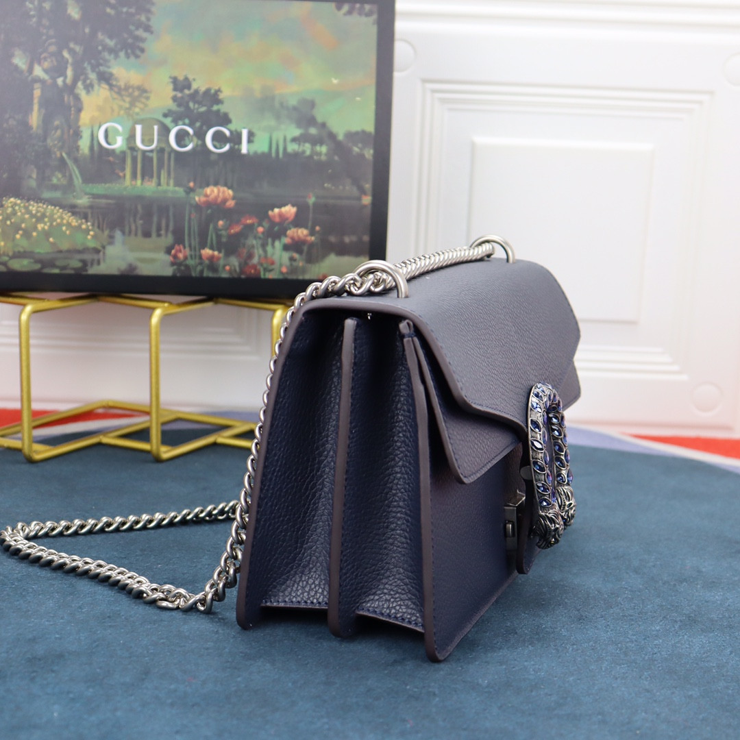G*u*i DIONYSUS SMALL SHOULDER BAG NAVY 28x18x9cm