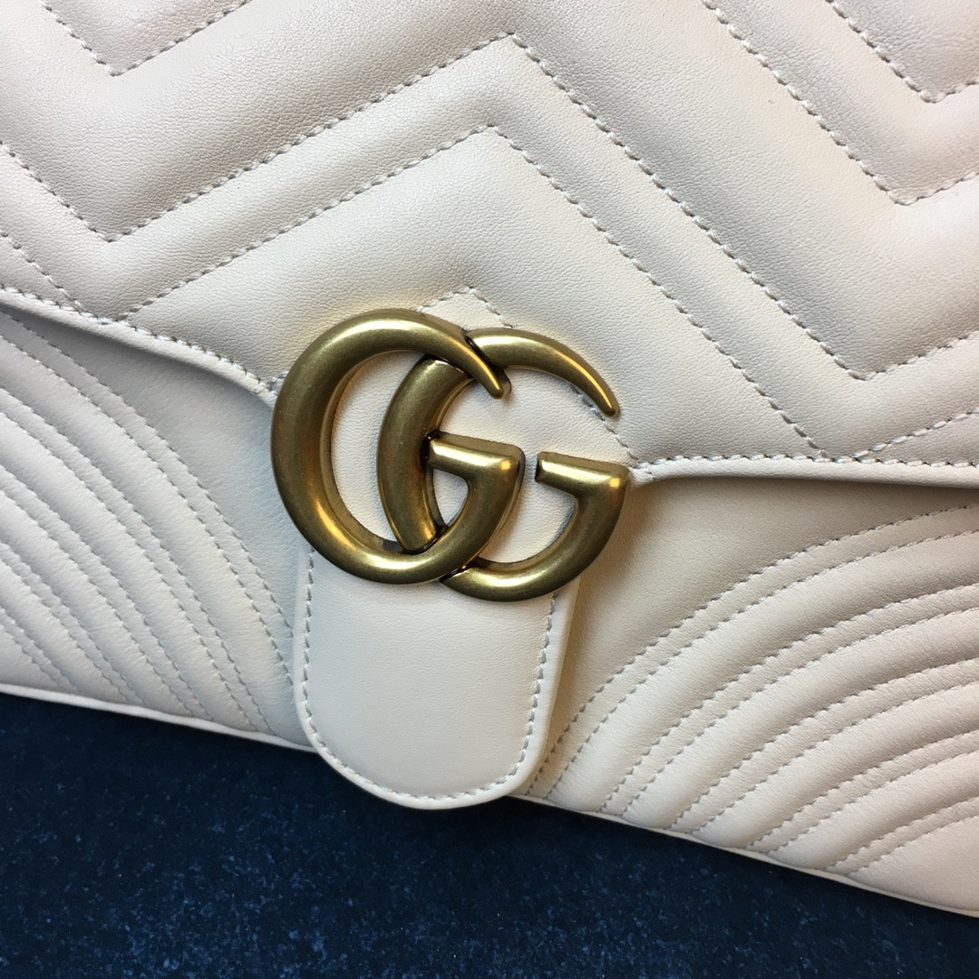 G*u*i GG MARMONT SMALL SHOULDER BAG WHITE 10"W x 6"H x 3"D