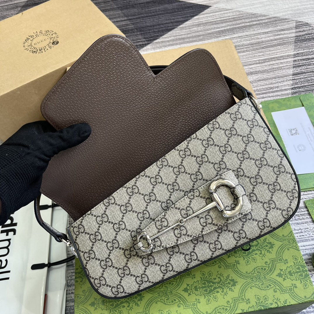 G*u*i HORSEBIT 1955 SMALL SHOULDER BAG 10.4"W x 6.7-4.1"H x 3.1-1.6"D
