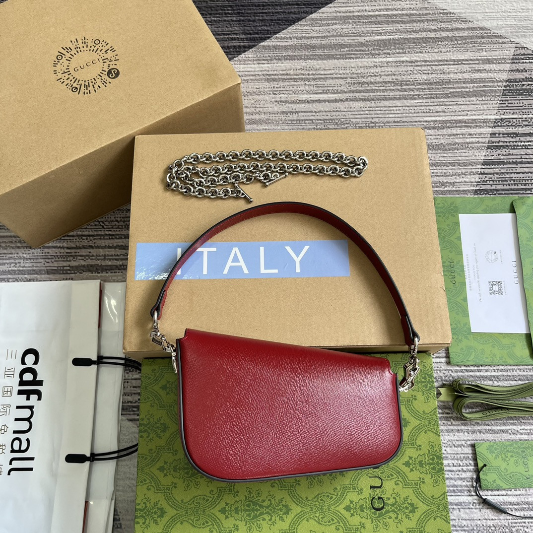 G*u*i HORSEBIT 1955 MINI SHOULDER BAG RED 7.7"W x 5-3.1"H x 2.4-1.2"D