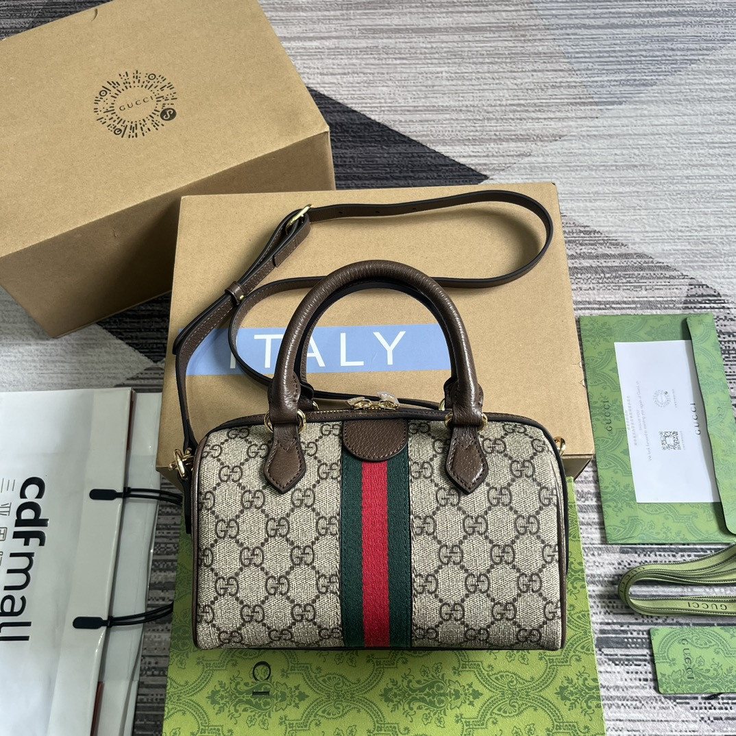 G*u*i OPHIDIA S*pER small BAG Beige and ebony 14x21.5x11.5cm