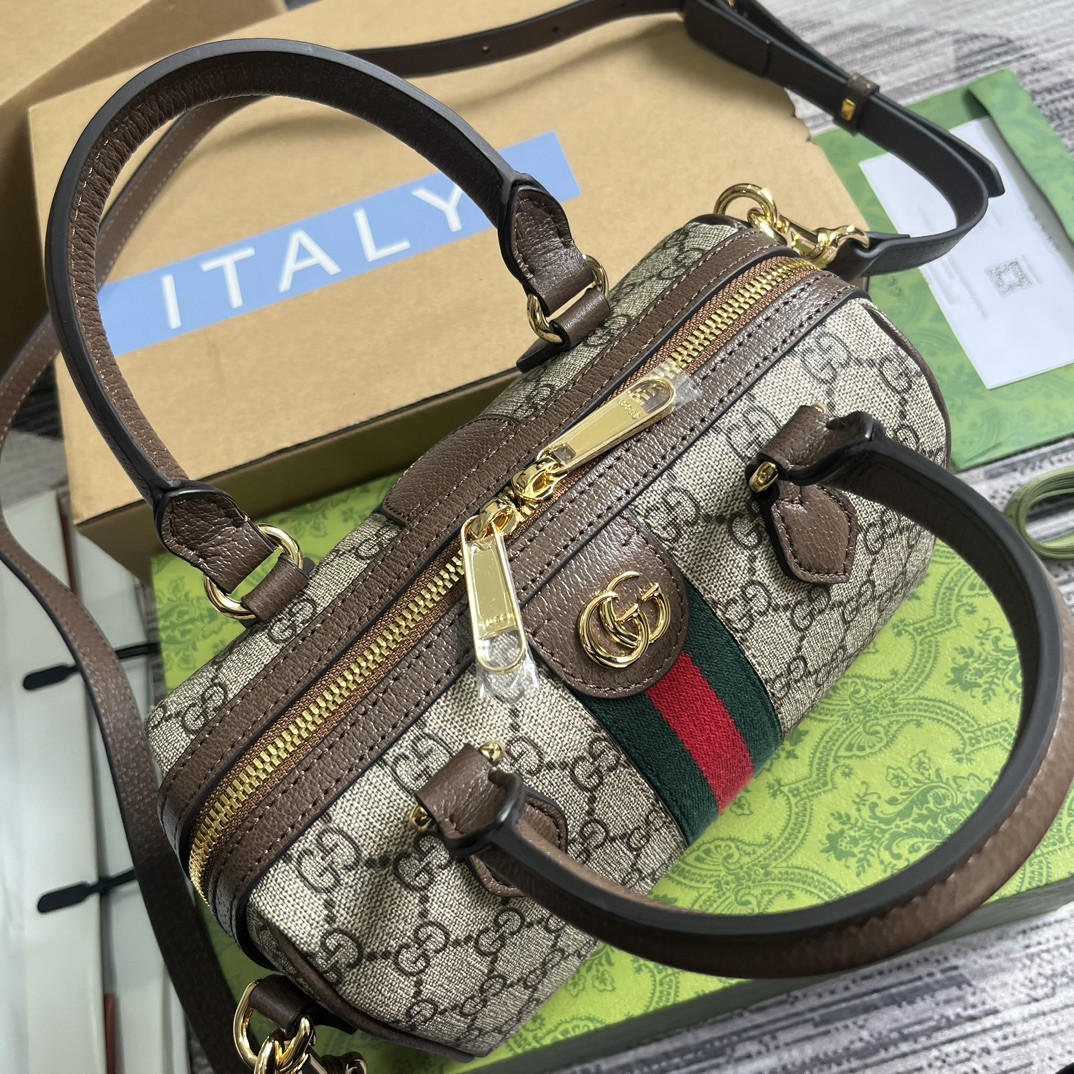 G*u*i OPHIDIA S*pER small BAG Beige and ebony 14x21.5x11.5cm