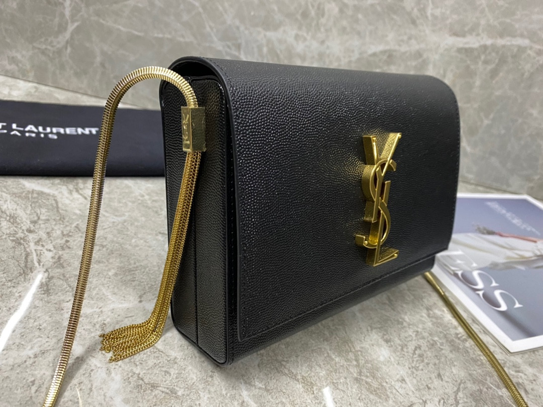Y*L KATE MEDIUM IN GRAIN DE POUDRE EMBOSSED LEATHER 9.4 X 5.7 X 2.1 INCHES