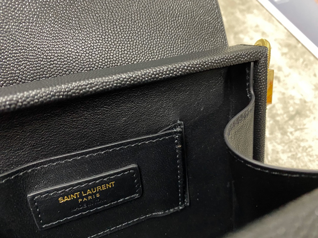 Y*L KATE MEDIUM IN GRAIN DE POUDRE EMBOSSED LEATHER 9.4 X 5.7 X 2.1 INCHES