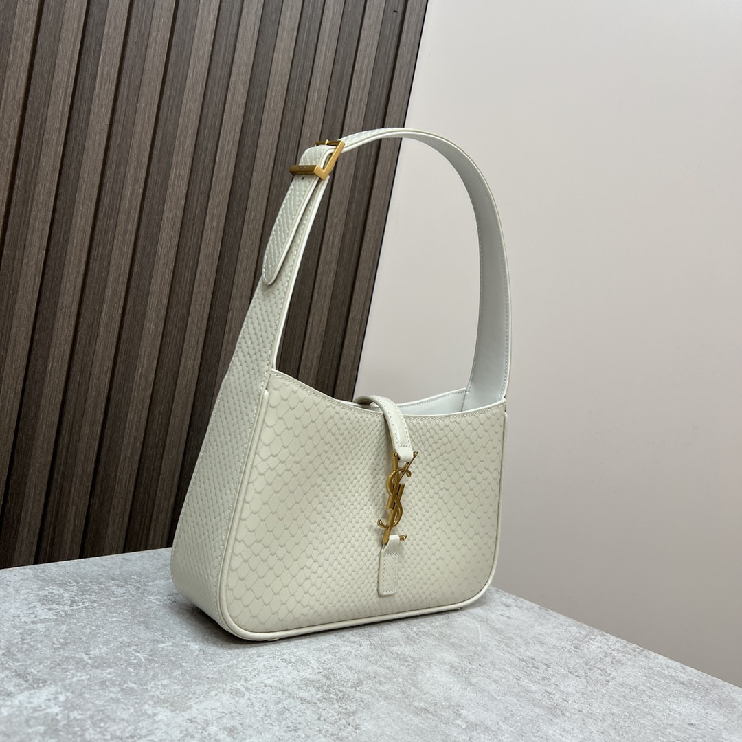 Y*L LE 5 À 7 IN CROCODILE-EMBOSSED LEATHER white 9 X 6.3 X 2.5 INCHES