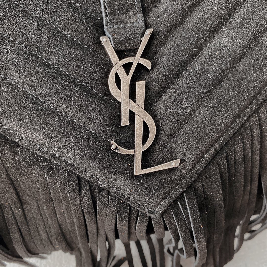 Y*L COLLEGE MEDIUM IN QUILTED LEATHER BLACK SILVER 9.4 X 6.6 X 2.5 INCHES