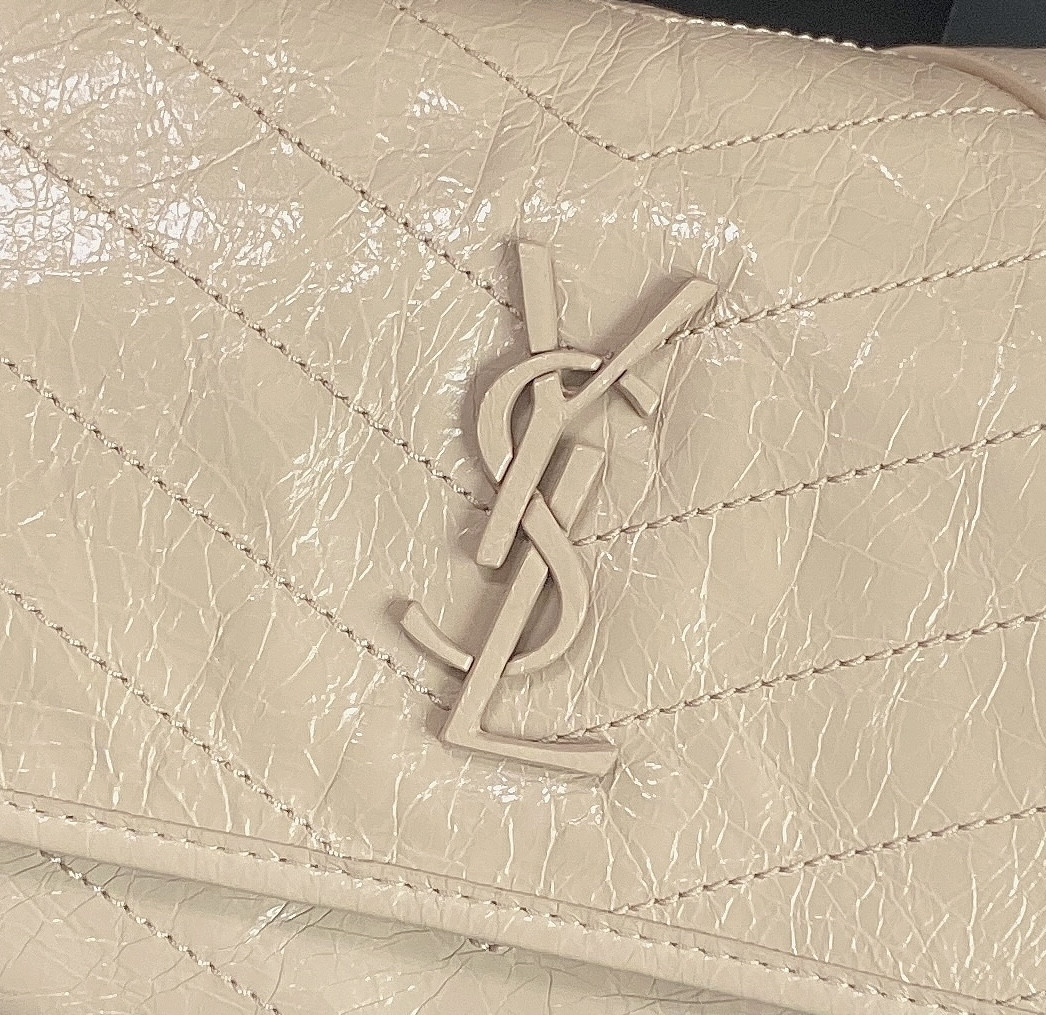 Y*L NIKI MEDIUM IN VINTAGE LEATHER BEIGE 11 X 7.8 X 3.3 INCHES
