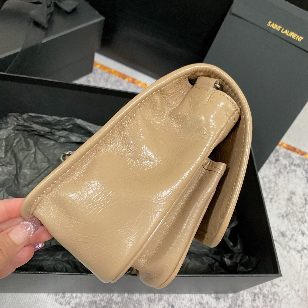 Y*L NIKI BABY IN VINTAGE LEATHER DARK BEIGE 8.2 X 6 X 2.9 INCHES