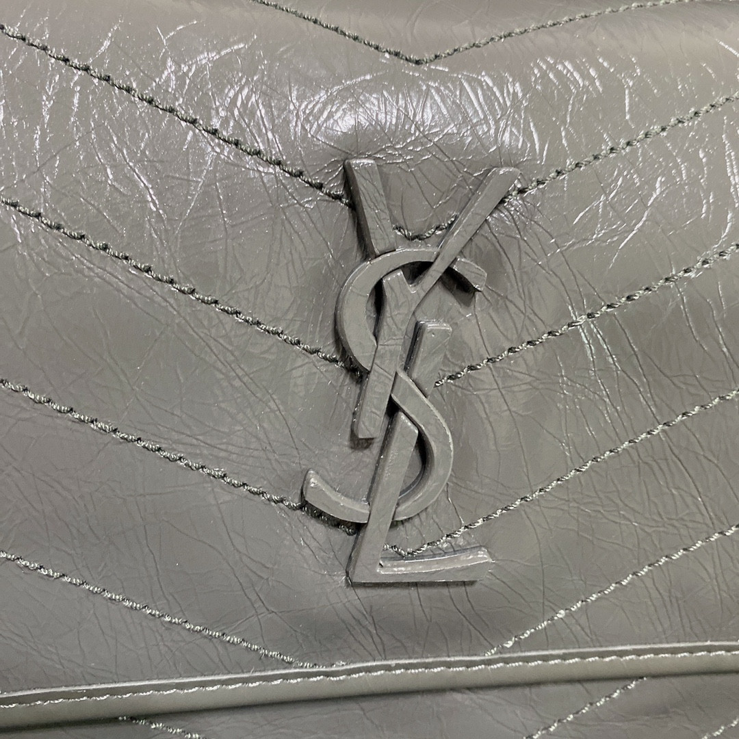 Y*L NIKI MEDIUM IN VINTAGE LEATHER STORM 11 X 7.8 X 3.3 INCHES