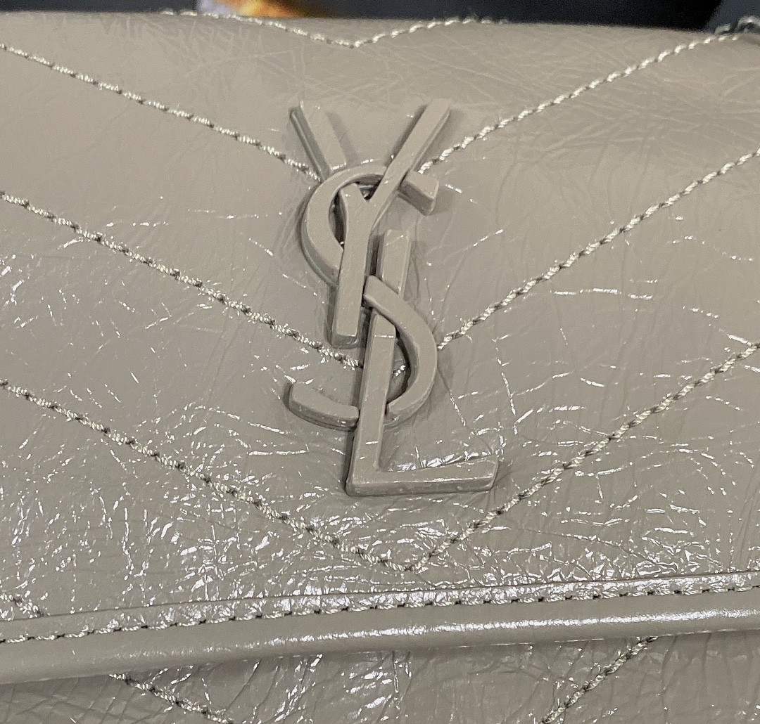 Y*L NIKI BABY IN VINTAGE LEATHER LIGHT GRAY 8.2 X 6 X 2.9 INCHES