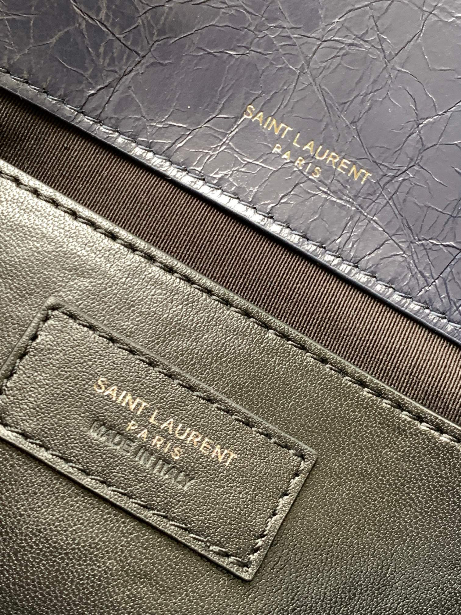 Y*L NIKI BABY IN VINTAGE LEATHER NAVY 8.2 X 6 X 2.9 INCHES